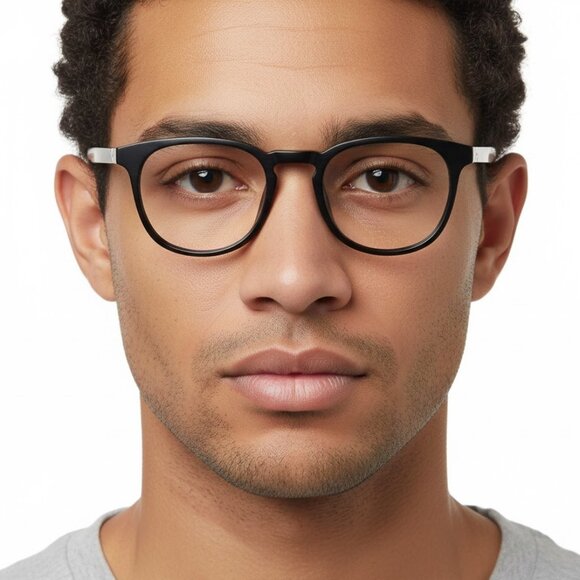 Berluti Mens Round/Oval Black Black Transparent Fashion Designer Eyewear